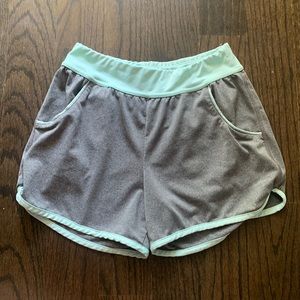 Girl's gray and teal athletic shorts